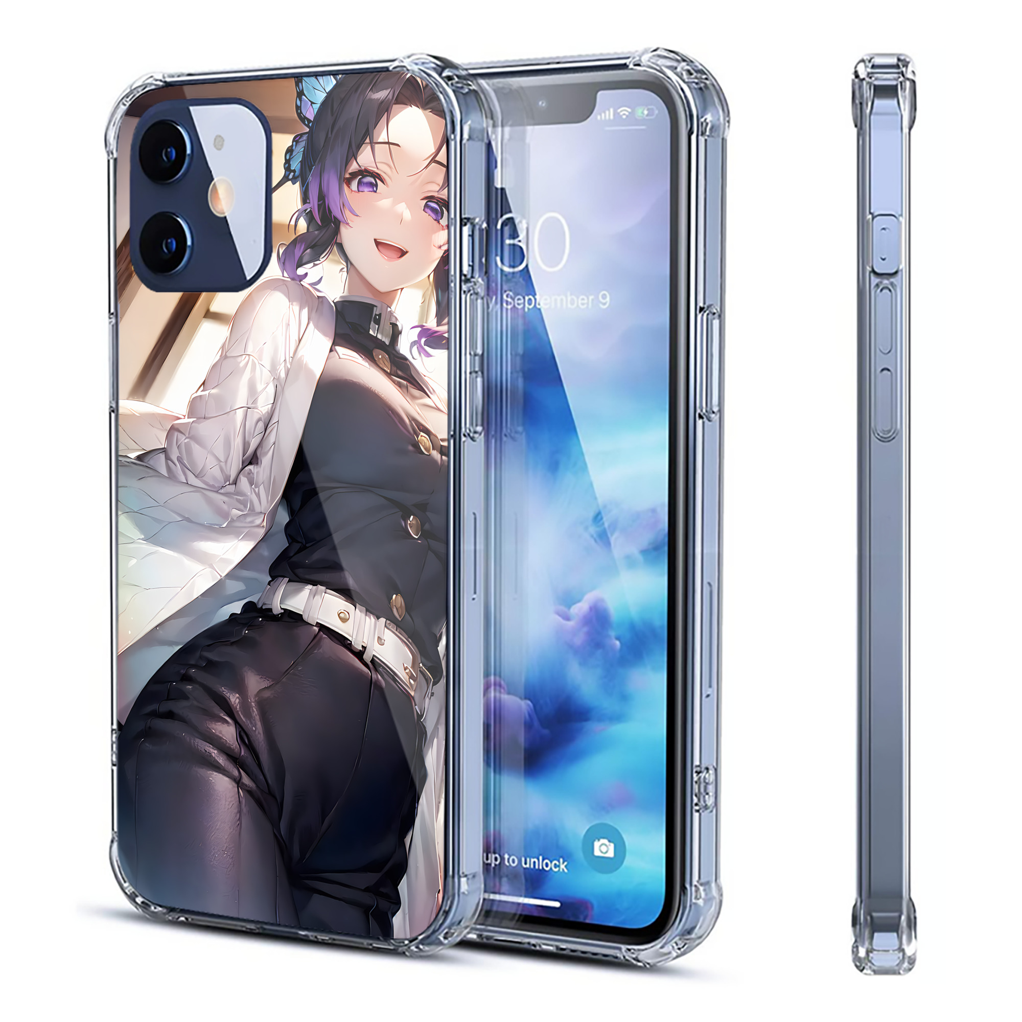 （画像用） 鬼滅の刃（きめつのやいば）蟲柱-胡蝶 しのぶ／こちょう しのぶ Kochou Shinobu 【iPhone 12シリーズ対応】透明スマホケース（クリアソフトケース）